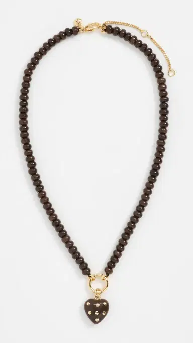 Madewell Polka Dot Stone Heart Charm Necklace DARK CHICORY One Size | Thumbnail 2