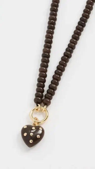 Madewell Polka Dot Stone Heart Charm Necklace DARK CHICORY One Size | Thumbnail 4
