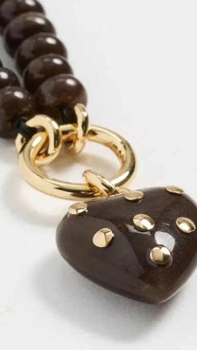 Madewell Polka Dot Stone Heart Charm Necklace DARK CHICORY One Size | Thumbnail 5
