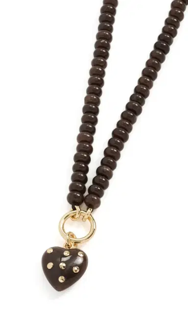 Madewell Polka Dot Stone Heart Charm Necklace DARK CHICORY One Size | Thumbnail 6