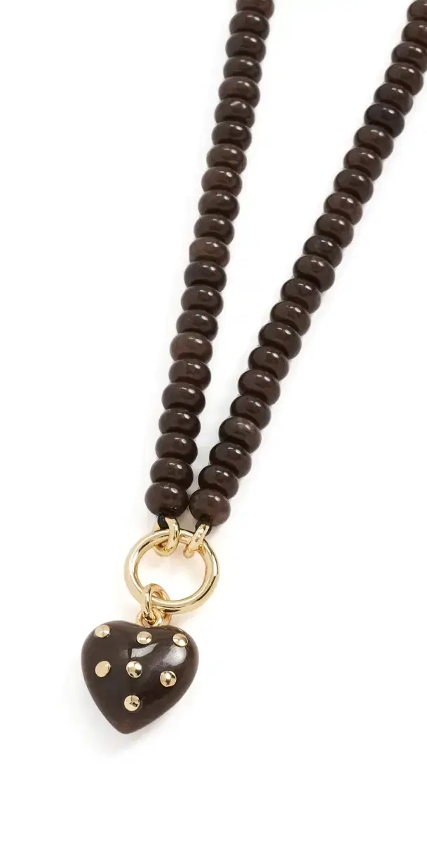Madewell Polka Dot Stone Heart Charm Necklace DARK CHICORY One Size