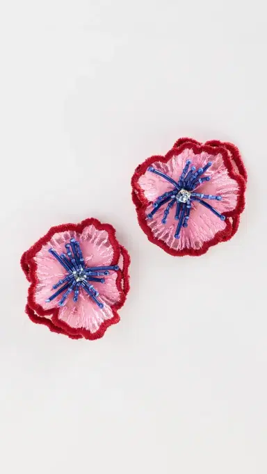 Mignonne Gavigan Baixa Earrings Magenta One Size | Thumbnail 2