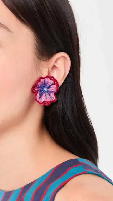 Mignonne Gavigan Baixa Earrings Magenta One Size | Thumbnail 3