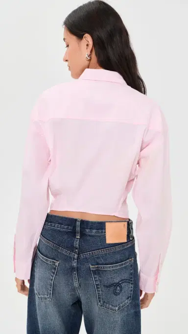 R13 plit Hem Boyfriend Button Down Shirt Light Pink | Thumbnail 3