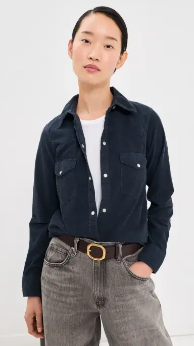 Nili Lotan Travis Corduroy Shirt Dusk Navy | Thumbnail 2 Nili Lotan Travis Corduroy Shirt Dusk Navy | Thumbnail 2