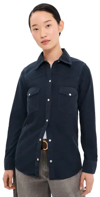 Nili Lotan Travis Corduroy Shirt Dusk Navy | Thumbnail 1 Nili Lotan Travis Corduroy Shirt Dusk Navy | Thumbnail 1
