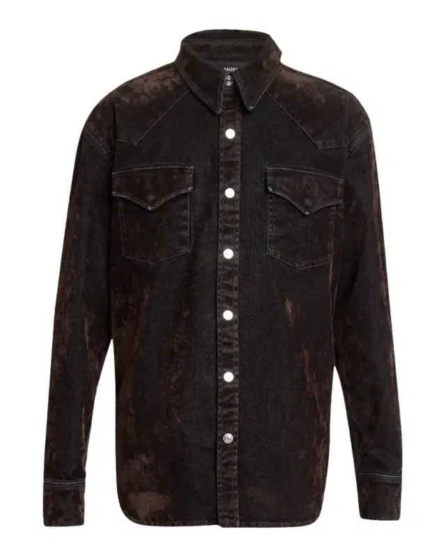 Men's Flock Denim Western Shirt