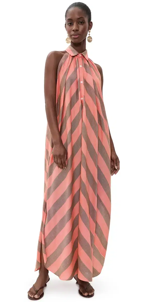 MARRAKSHI LIFE The Collared Halter Midi Dress tripe 62