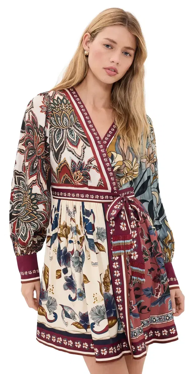 FARM Rio Mixed carves Mini Dress tained Glass Beauty oft Blue