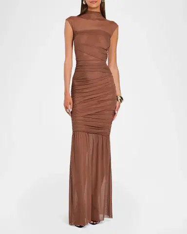 SEROYA Rosie Mock-Neck Mesh Dress | Thumbnail 2