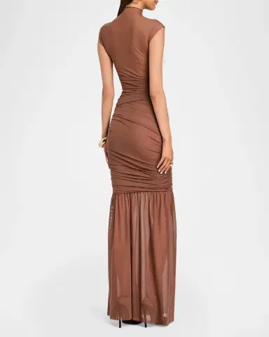 SEROYA Rosie Mock-Neck Mesh Dress | Thumbnail 3