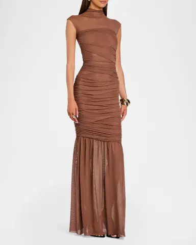 SEROYA Rosie Mock-Neck Mesh Dress | Thumbnail 4