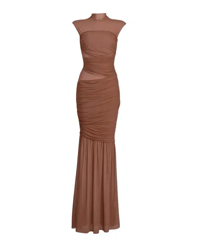 SEROYA Rosie Mock-Neck Mesh Dress
