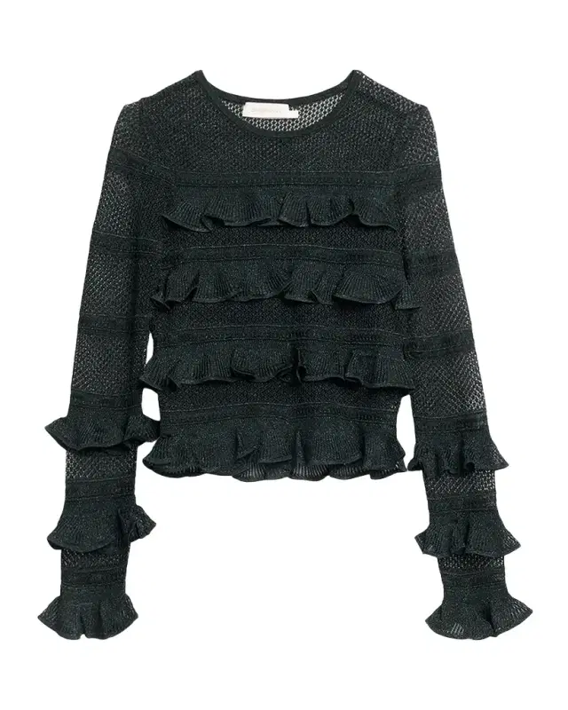 Zimmermann Valiant Lace Ruffle-Tiered Top