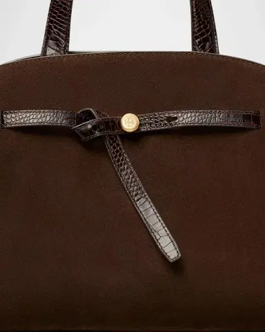 Tory Burch Romy Knot-Embellished Belted Suede Top-Handle Bag | Thumbnail 4