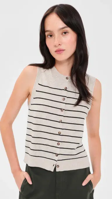 La Ligne ee Sweater Vest Tan/Black | Thumbnail 2