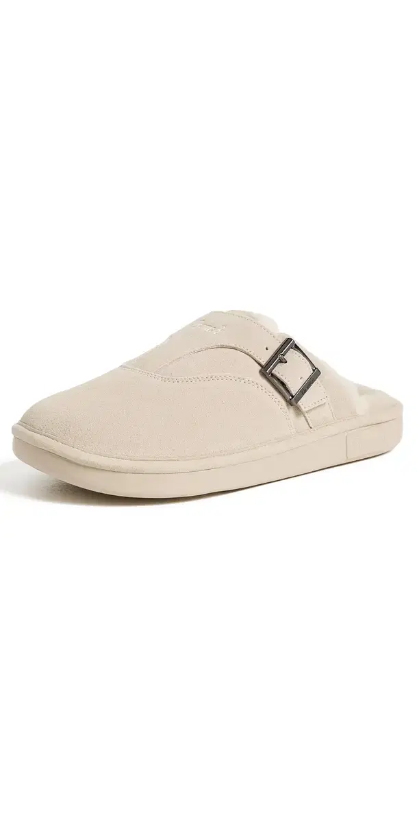 Brunch Amour Suede Shearling Slippers Beige