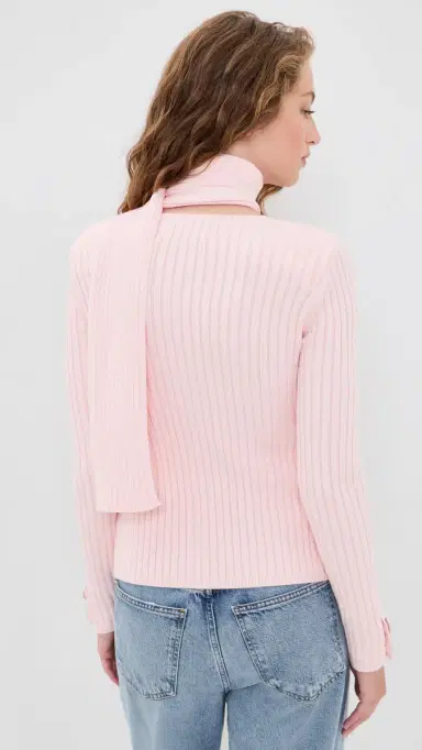 House of Sunny Classic Rib Knit Cardigan Pale Pink 8 | Thumbnail 3