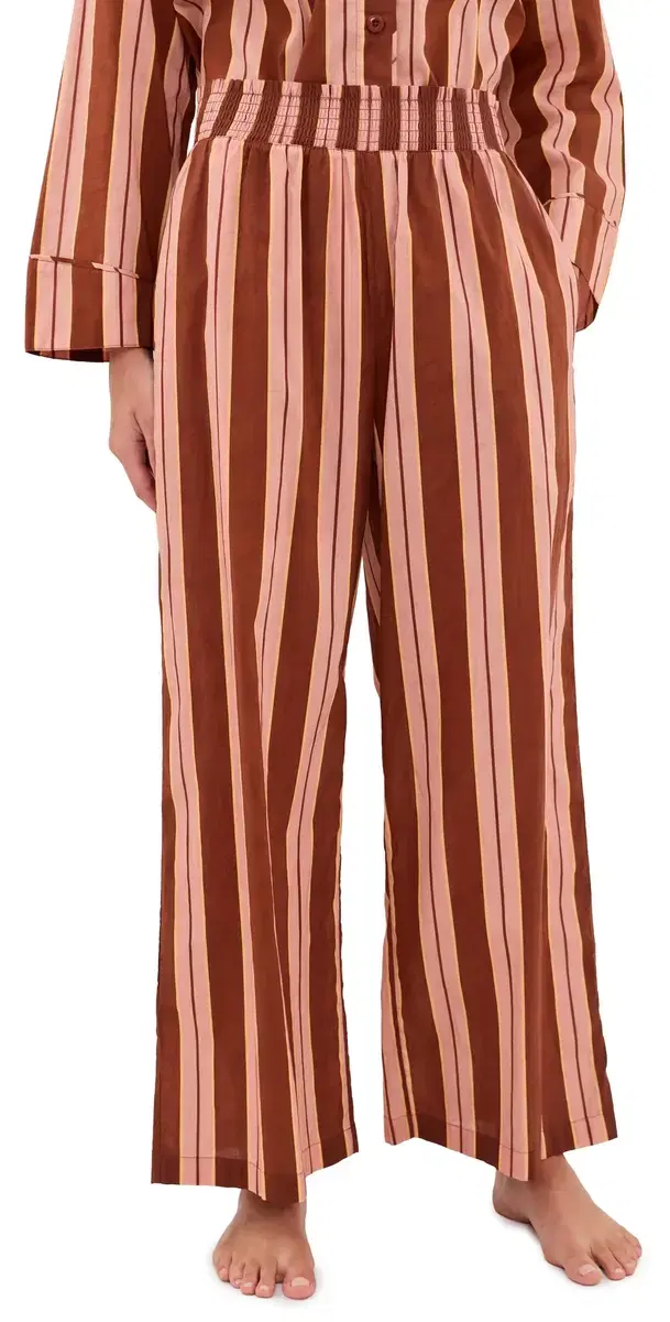 The Great. The Smocked Sleep Pants Ganache Stripe