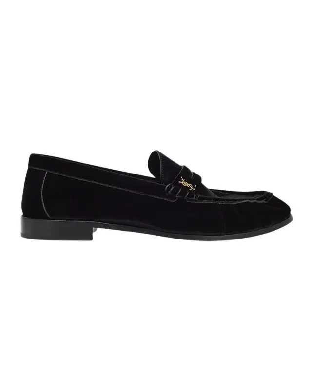 Saint Laurent Men's LE Cassandre YSL Moc-Toe Loafers in Velvet