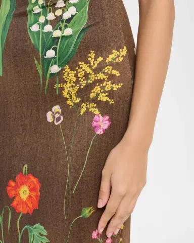 Oscar de la Renta Twisted Sleeveless Mixed Botanical Jersey Column Gown | Thumbnail 5 Oscar de la Renta Twisted Sleeveless Mixed Botanical Jersey Column Gown | Thumbnail 5