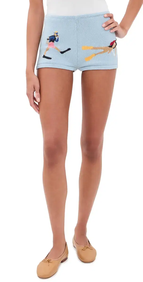 Yellow the Label Diver Cotton Knit Shorts Light Blue