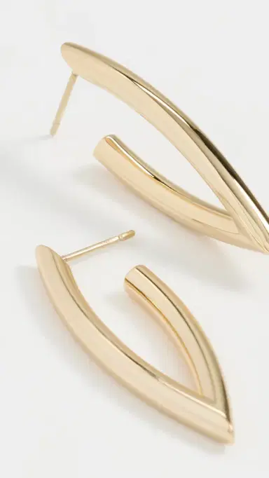 Jennifer Fisher Small Feather Hoop Earrings Gold One Size | Thumbnail 4