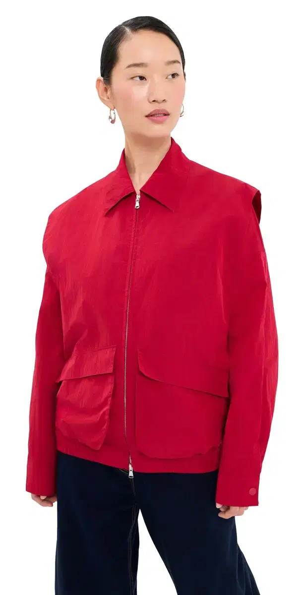 Tibi Fall Nylon nap Bomber Red