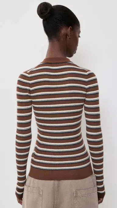 HERSKIND Milo Cashmere Knit Polo Stripe M | Thumbnail 3