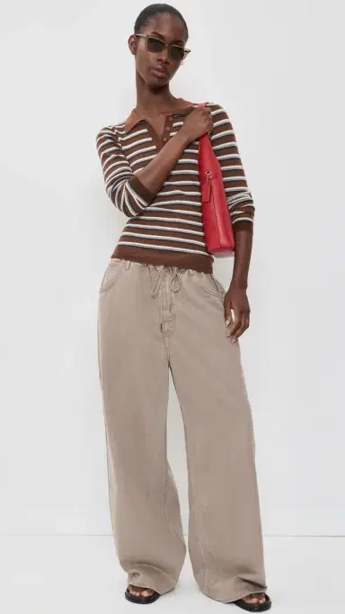 HERSKIND Milo Cashmere Knit Polo Stripe M | Thumbnail 5