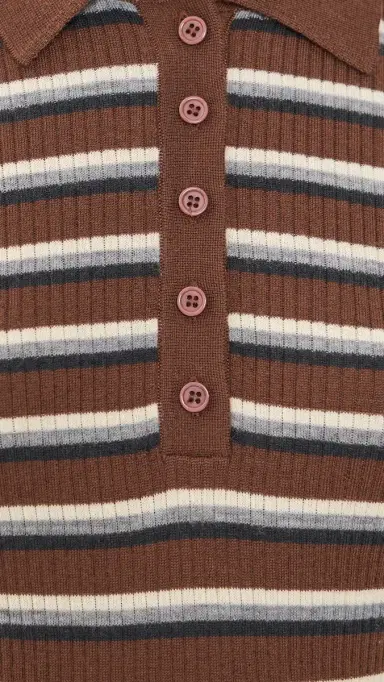 HERSKIND Milo Cashmere Knit Polo Stripe M | Thumbnail 6
