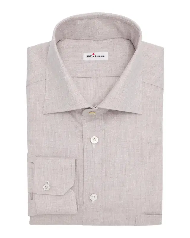 Kiton Men's Cotton Dress Shirt with Pocket