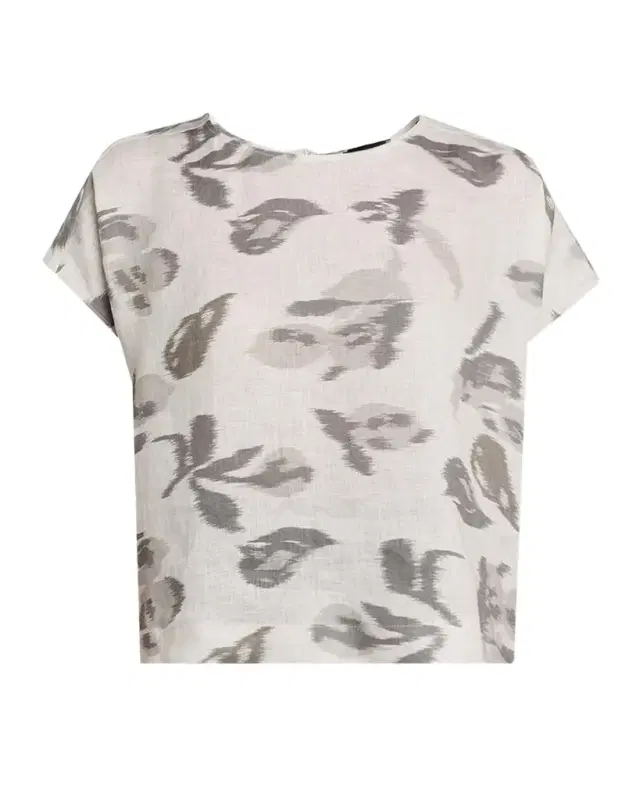 Emporio Armani Boxy Floral-Print Linen Blouse
