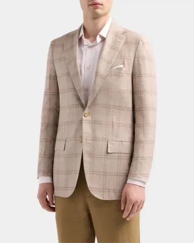 Kiton Men's Windowpane Plaid Single-Breasted Sport Coat | Thumbnail 4