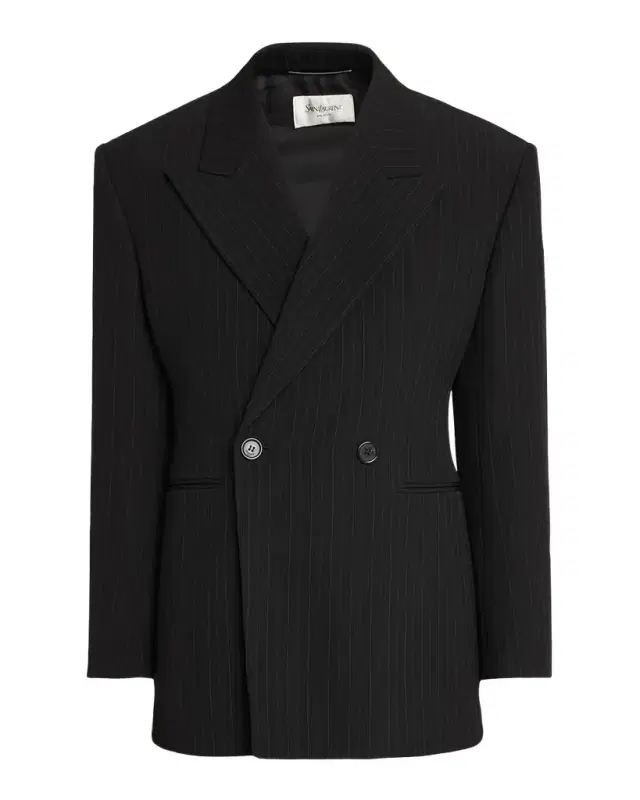 Men's Chalk Stripe Wool Double-Breasted Sport Coat