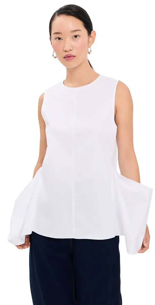 Tibi Eco Poplin Side Drape Top White
