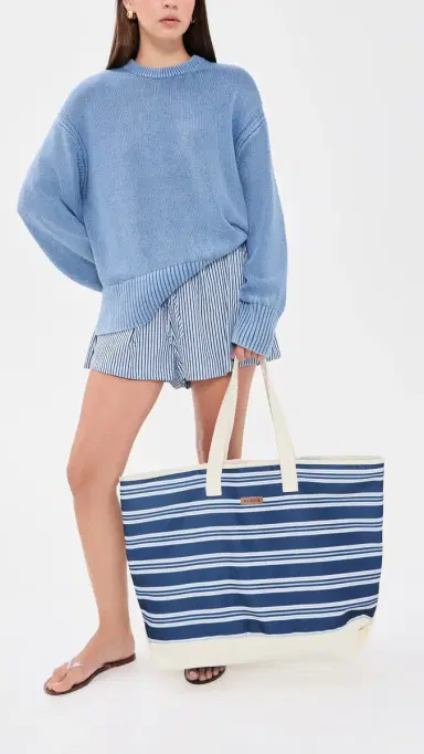 PARKE Oversized Striped Tote Denim Stripe One Size | Thumbnail 3