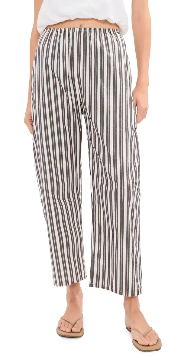 LE BOP Kelsey Cropped Mid Rise Pants White/Grey tripe
