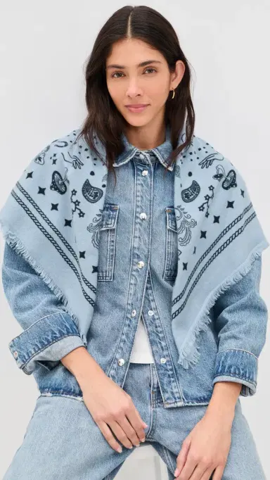 Freya Cosmic Rodeo Cashmere Scarf Soft Blue/Black One Size | Thumbnail 3