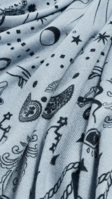 Freya Cosmic Rodeo Cashmere Scarf Soft Blue/Black One Size | Thumbnail 4
