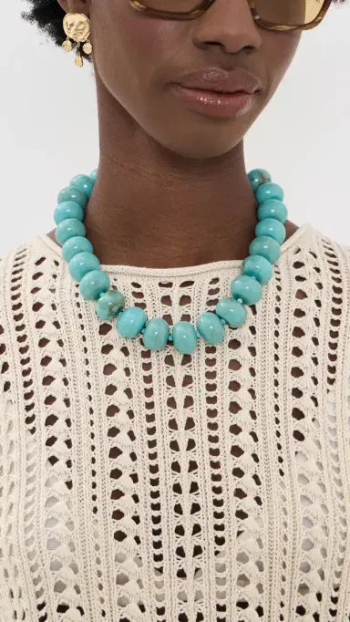 BaubleBar Joan Semi-Precious Necklace Turquoise One Size | Thumbnail 3