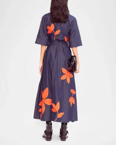 LOVEBIRDS Savana Floral Applique Denim Midi Shirtdress | Thumbnail 3 LOVEBIRDS Savana Floral Applique Denim Midi Shirtdress | Thumbnail 3