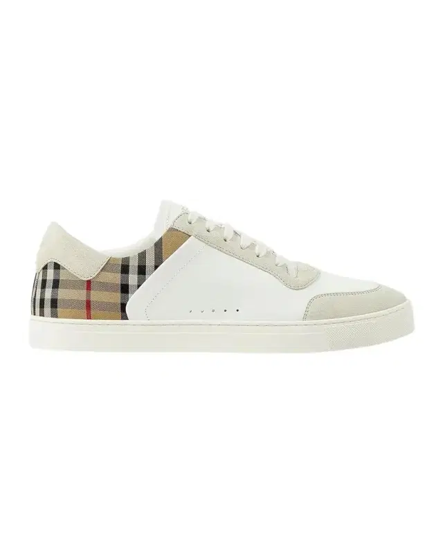 Men's Leather-Suede Check Sneakers