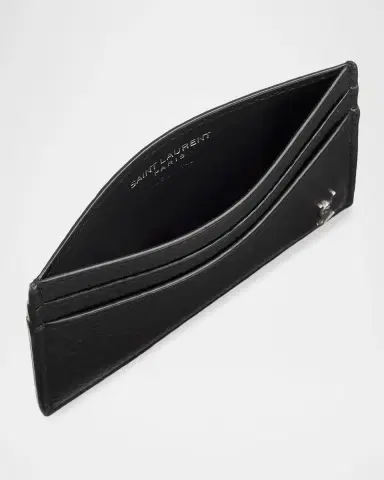 Saint Laurent Men's Tiny Cassandre YSL Card Holder in Leather | Thumbnail 2