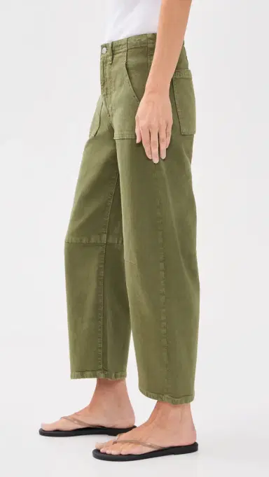 LE JEAN Petite Utility Soft Barrel Jeans Olive Green | Thumbnail 4 LE JEAN Petite Utility Soft Barrel Jeans Olive Green | Thumbnail 4