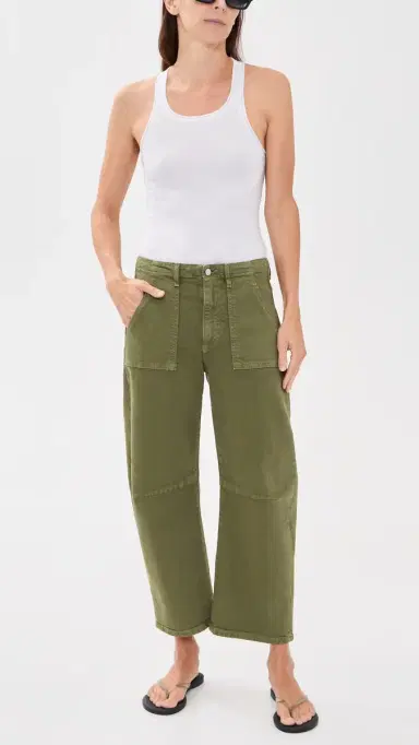 LE JEAN Petite Utility Soft Barrel Jeans Olive Green | Thumbnail 5 LE JEAN Petite Utility Soft Barrel Jeans Olive Green | Thumbnail 5