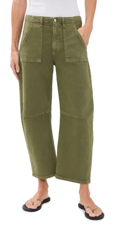 LE JEAN Petite Utility Soft Barrel Jeans Olive Green | Thumbnail 1 LE JEAN Petite Utility Soft Barrel Jeans Olive Green | Thumbnail 1