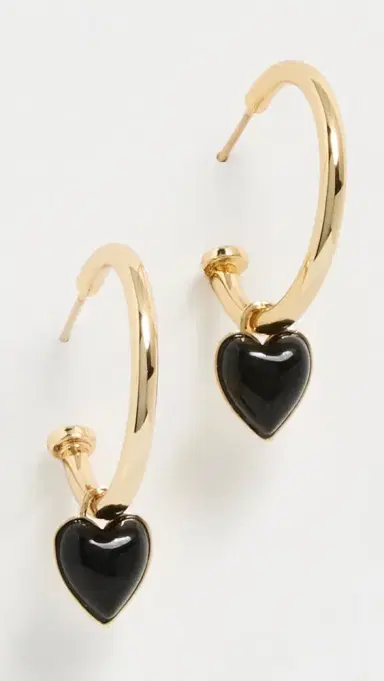 Jennifer Fisher Puffy Heart Charm Huggie Hoop Earrings Smoky Quartz One Size | Thumbnail 2