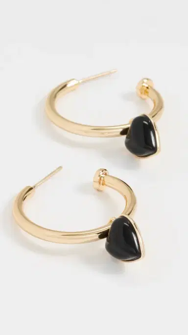 Jennifer Fisher Puffy Heart Charm Huggie Hoop Earrings Smoky Quartz One Size | Thumbnail 4