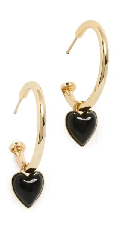 Jennifer Fisher Puffy Heart Charm Huggie Hoop Earrings Smoky Quartz One Size | Thumbnail 1